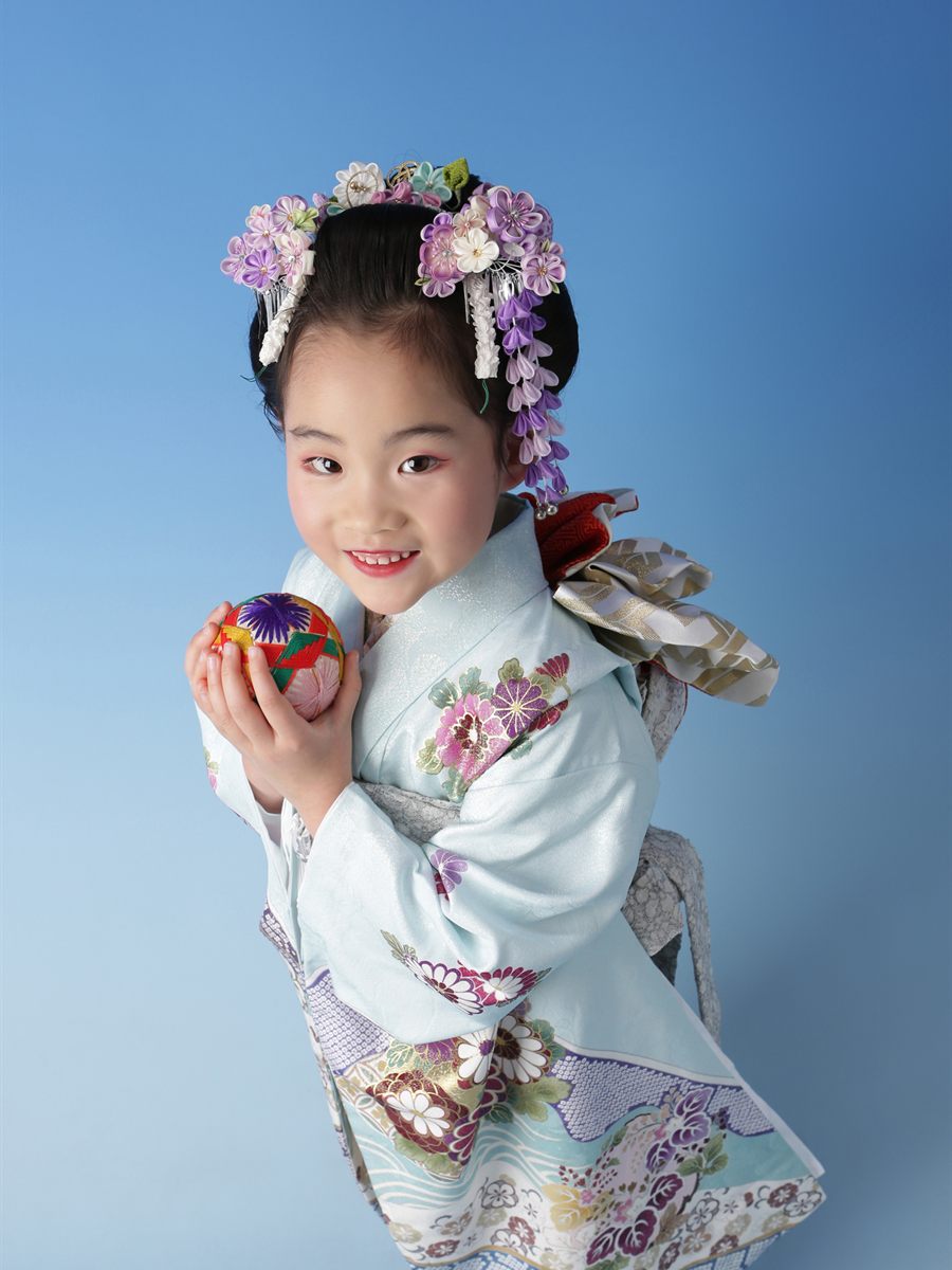 七五三 7歳 女の子 着物 手鞠 スタジオ撮影 アメリア町田根岸店
