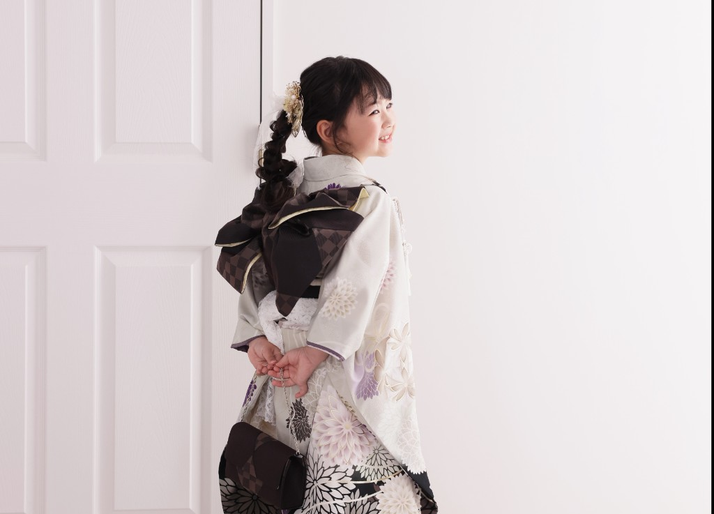 七五三 正絹着物 女の子 スタジオ撮影