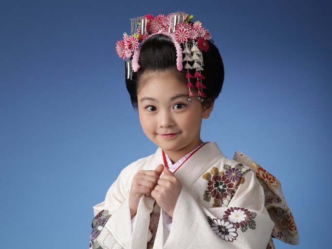 七五三 正絹着物 女の子 スタジオ撮影