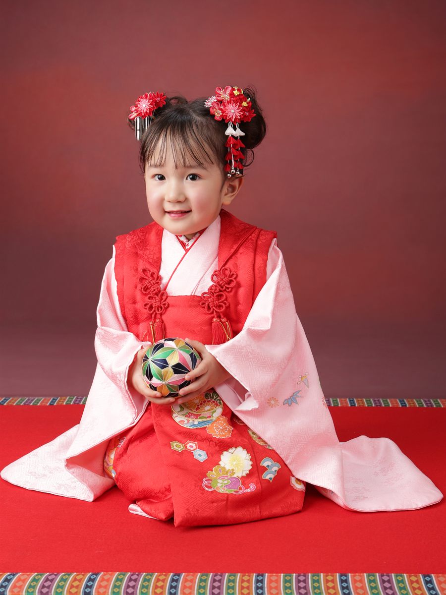 七五三 3歳 女の子 手鞠 スタジオ撮影 原町田店